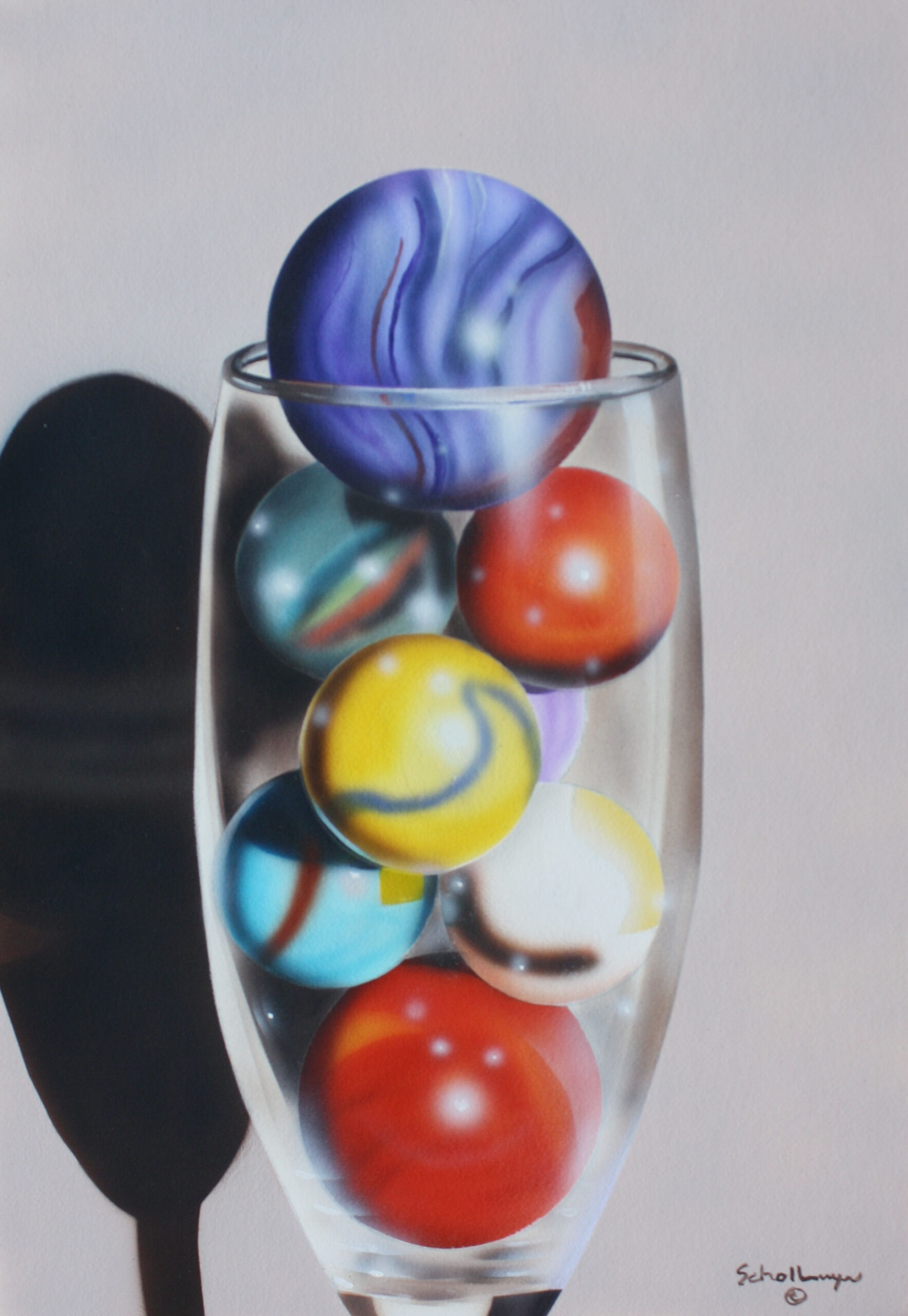 Marbles in Champagne Glass