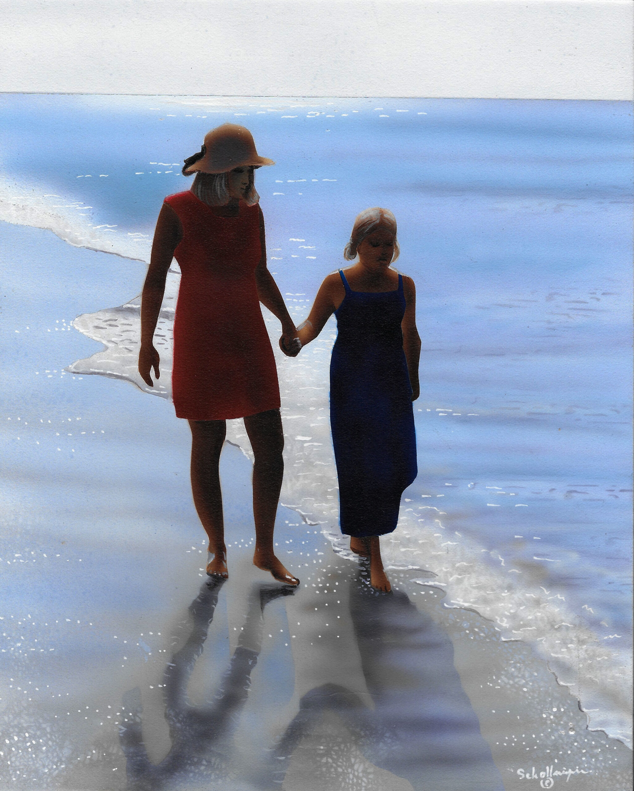 Mother & Daughter Beach Stroll